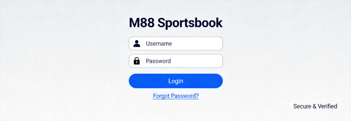 Antarmuka halaman login M88 Sportsbook yang aman dan sederhana