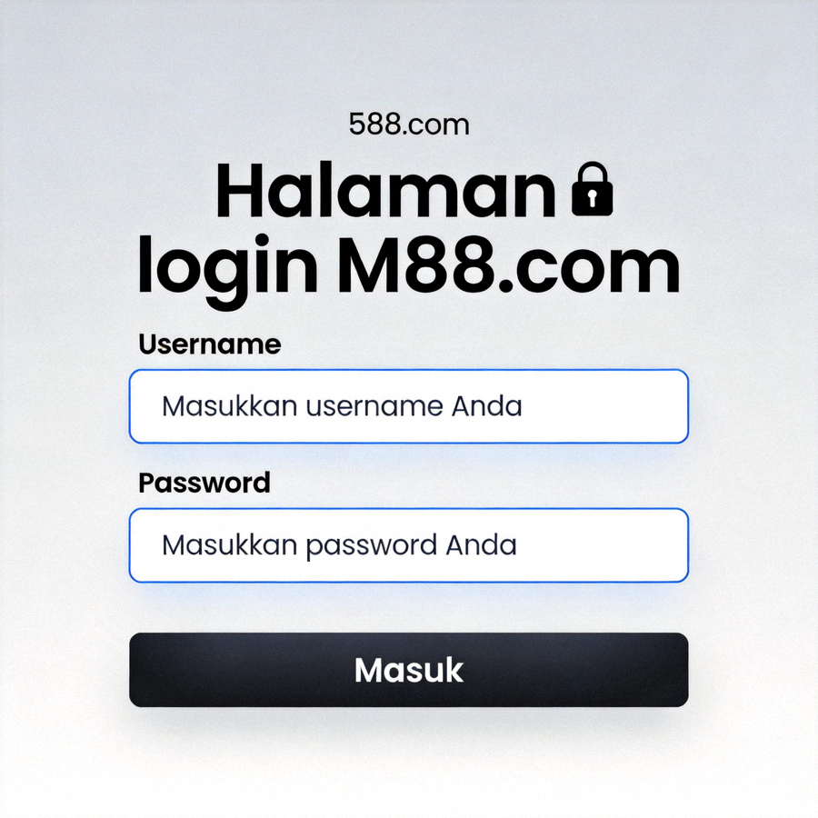 Halaman login M88.com yang aman dengan kolom username dan password serta tombol masuk