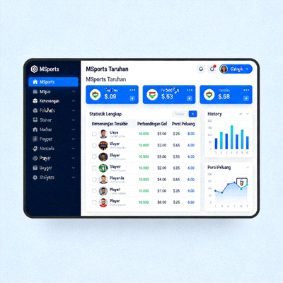 Antarmuka taruhan Msports dengan statistik lengkap